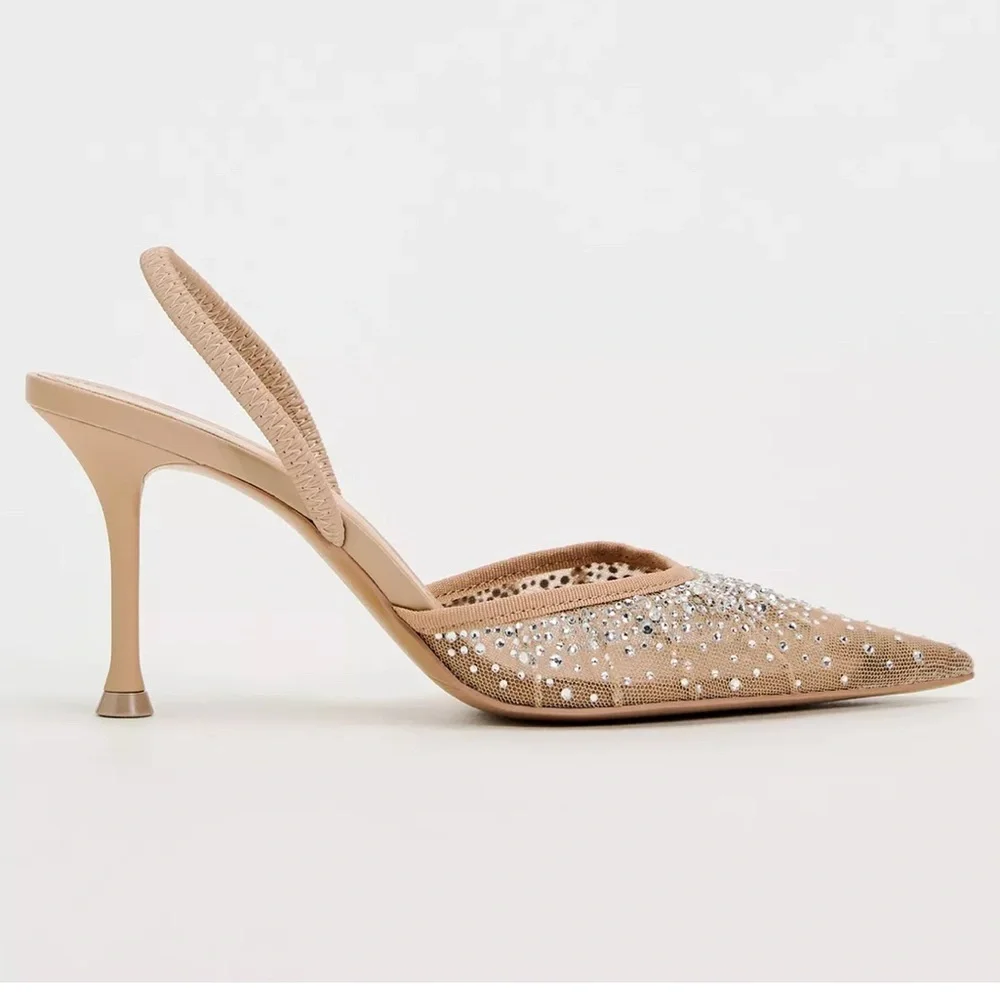 Healed shiny mesh sling back - Picture 1 of 6